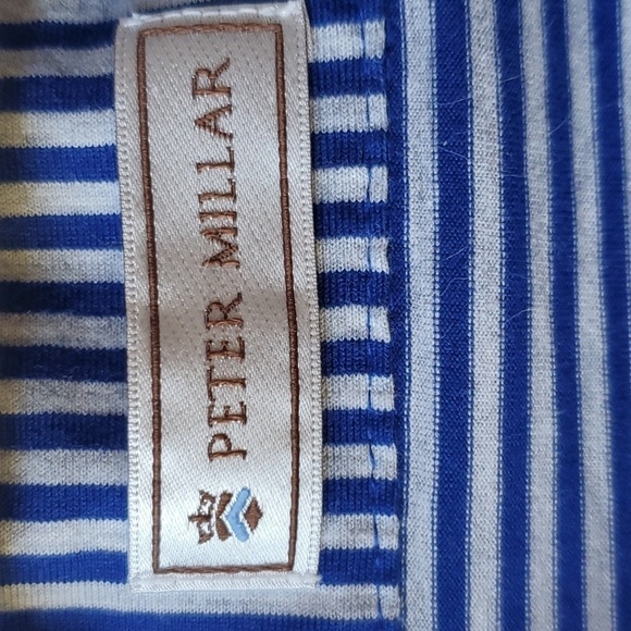 Peter Millar blue striped SS 100 % cotton top The Olde Farm Size Large - Picture 2 of 10
